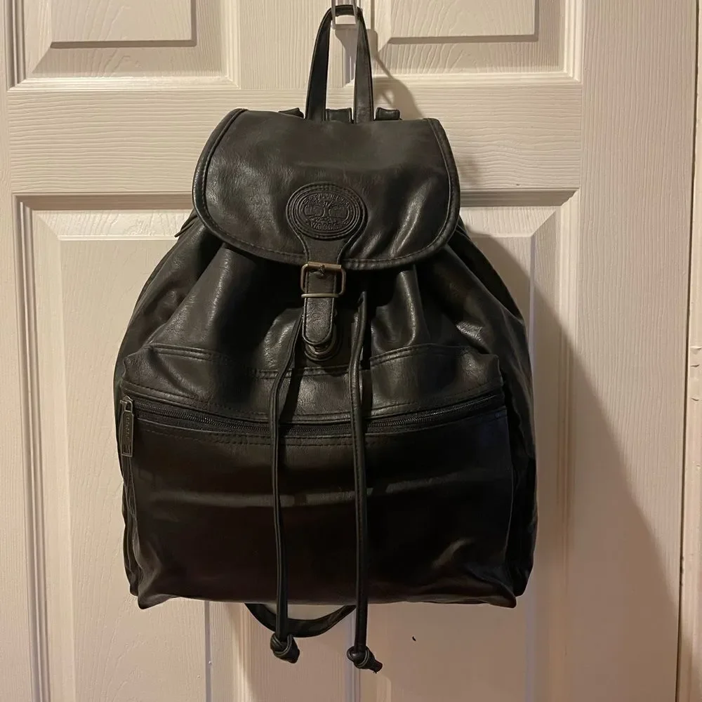 Tandem Cypress Woods Black stimulated leather backpack antique tone hardwares